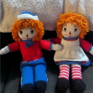 Colorful Raggedy Ann and Andy super cute handmade dolls.